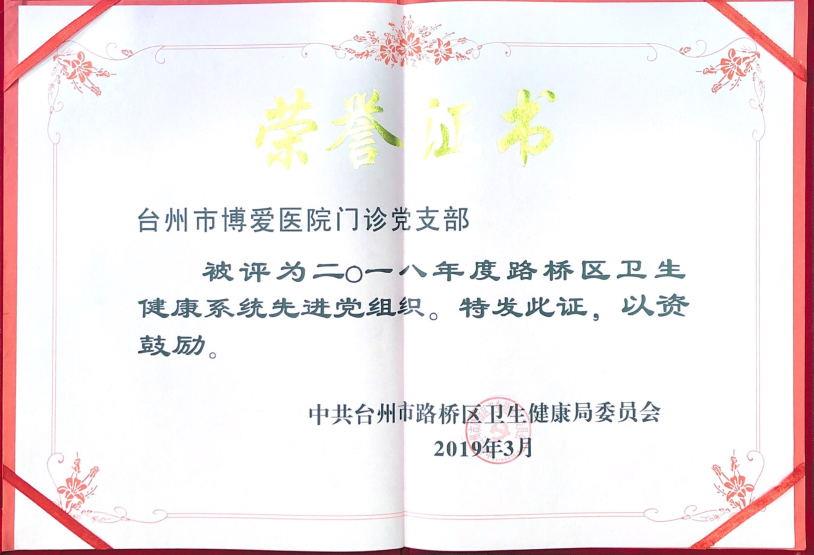 台州市博爱医院党建工作受表彰