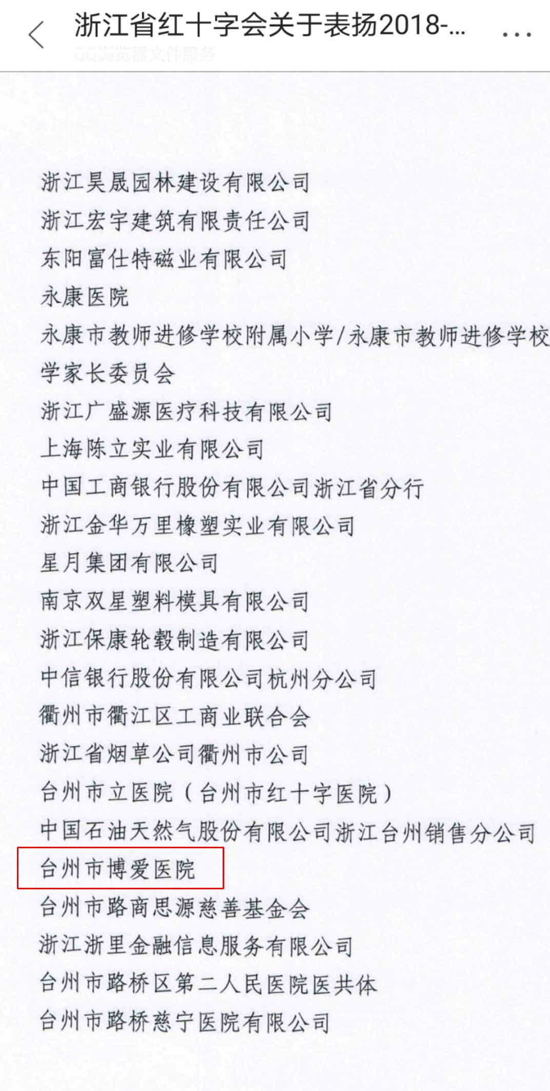 高举慈善旗帜，博爱奉献社会——台州市博爱医院受到省红十字会表扬